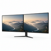Dual FHD IPS monitors on dual stand white background