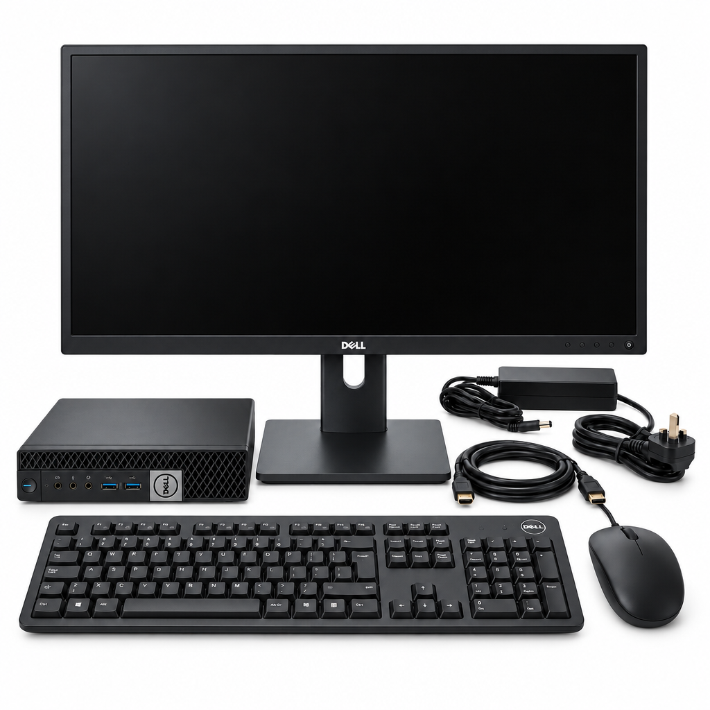 Mini PC Bundle with 24" Monitor | Core i5 6th Gen | 16GB RAM | 256GB SSD | WiFi | Windows 11 Pro