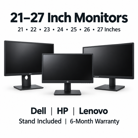 Dell, HP & Lenovo Monitors | 21–27 Inch | Stand Included | 6-Month Warranty