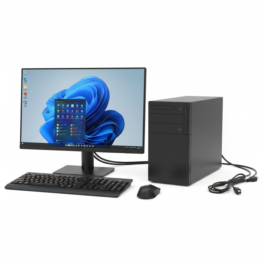 Dual Core SFF Desktop PC with 24 inch TFT Monitor Keyboard Mouse Bundle