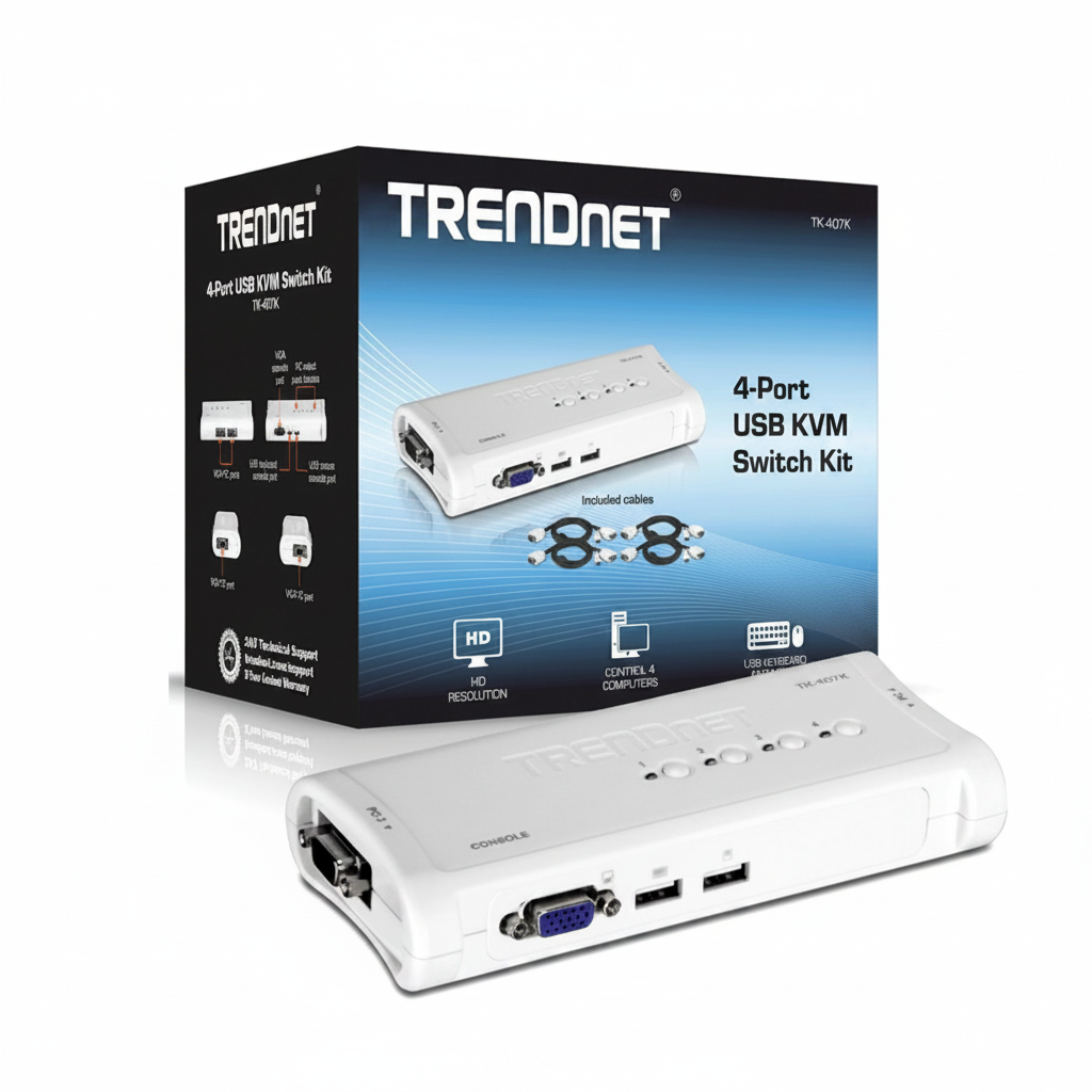 TRENDnet TK-409K 4-Port USB KVM Switch with Audio white background