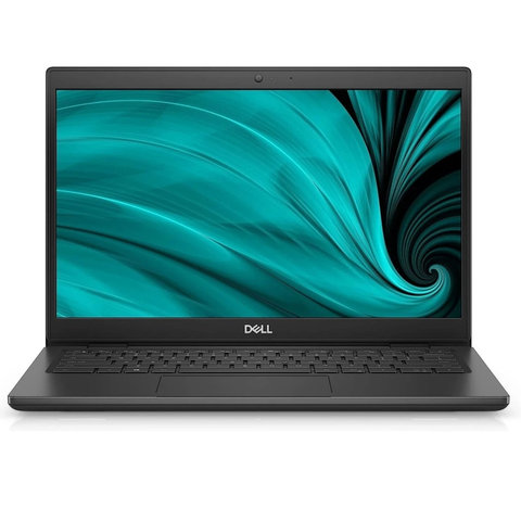 Dell Latitude laptop front view teal wallpaper white background