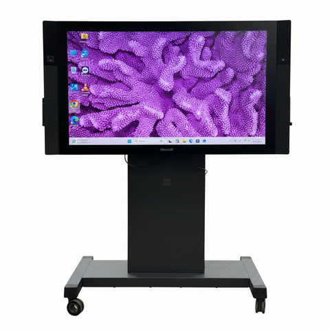 Microsoft Surface Hub 55 inch touchscreen interactive display on stand white background