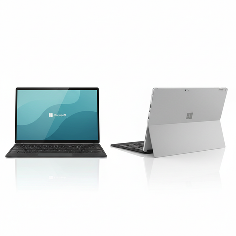 Microsoft Surface Pro 6 silver tablet pure white background
