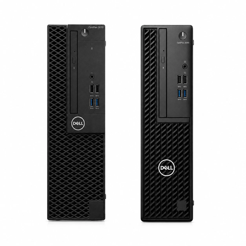 Dell OptiPlex 3070 and 3090 SFF desktop PC front view black white background