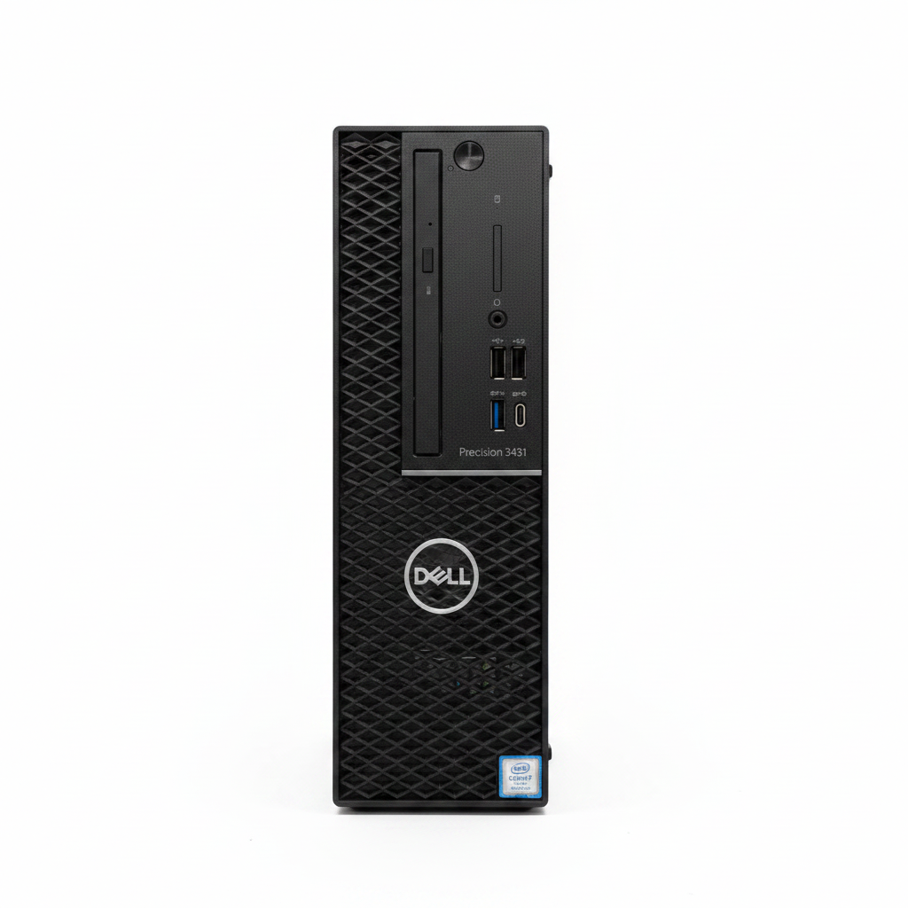 Dell Precision 3431 small form factor desktop PC black white background