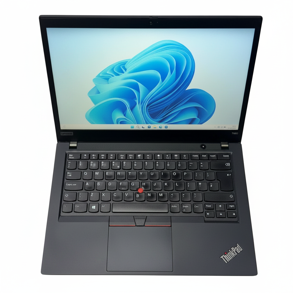 Lenovo ThinkPad T490 laptop front view pure white background clean