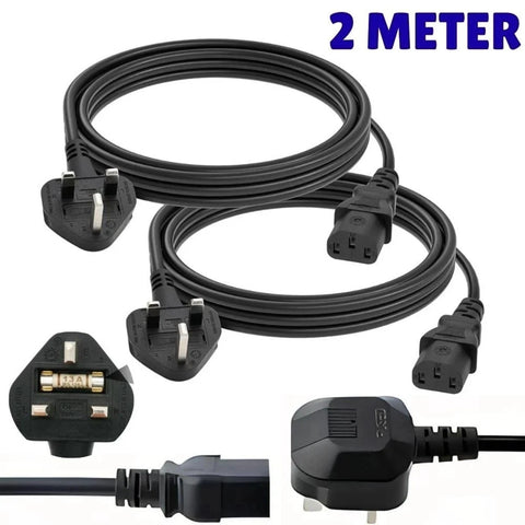 UK Plug to IEC C13 Power Cable PC Monitor Kettle Lead Black 13A