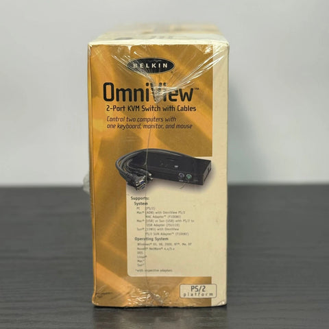 Belkin OmniView E-Series 2 Port PS/2 VGA KVM Switch Keyboard Mouse Monitor