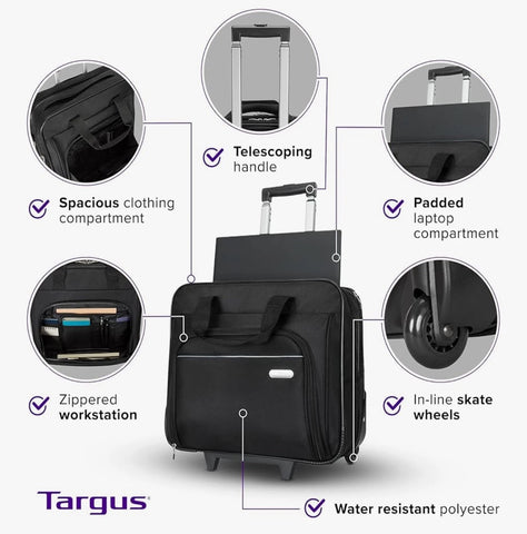 Targus Laptop Roller Bag Fits Laptop up to 16" Metro Roller Bag Waterproof