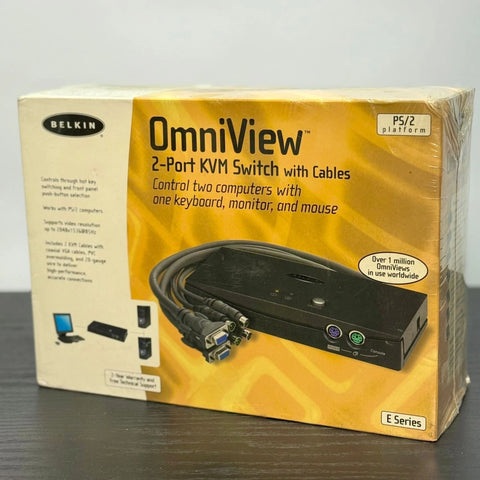 Belkin OmniView E-Series 2 Port PS/2 VGA KVM Switch Keyboard Mouse Monitor