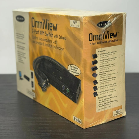 Belkin OmniView E-Series 2 Port PS/2 VGA KVM Switch Keyboard Mouse Monitor