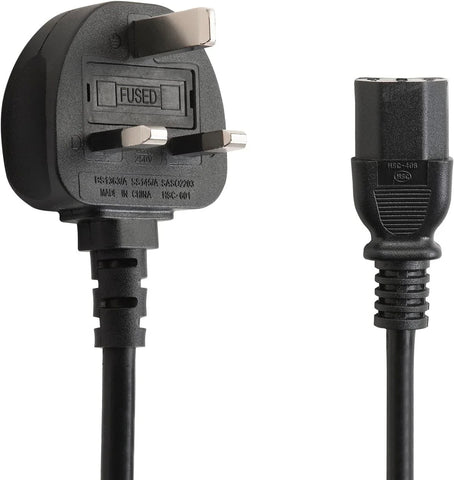 Kettle Lead Power Cable 3 Pin UK Plug For PC Monitor TV 1 Meter Free Delivery